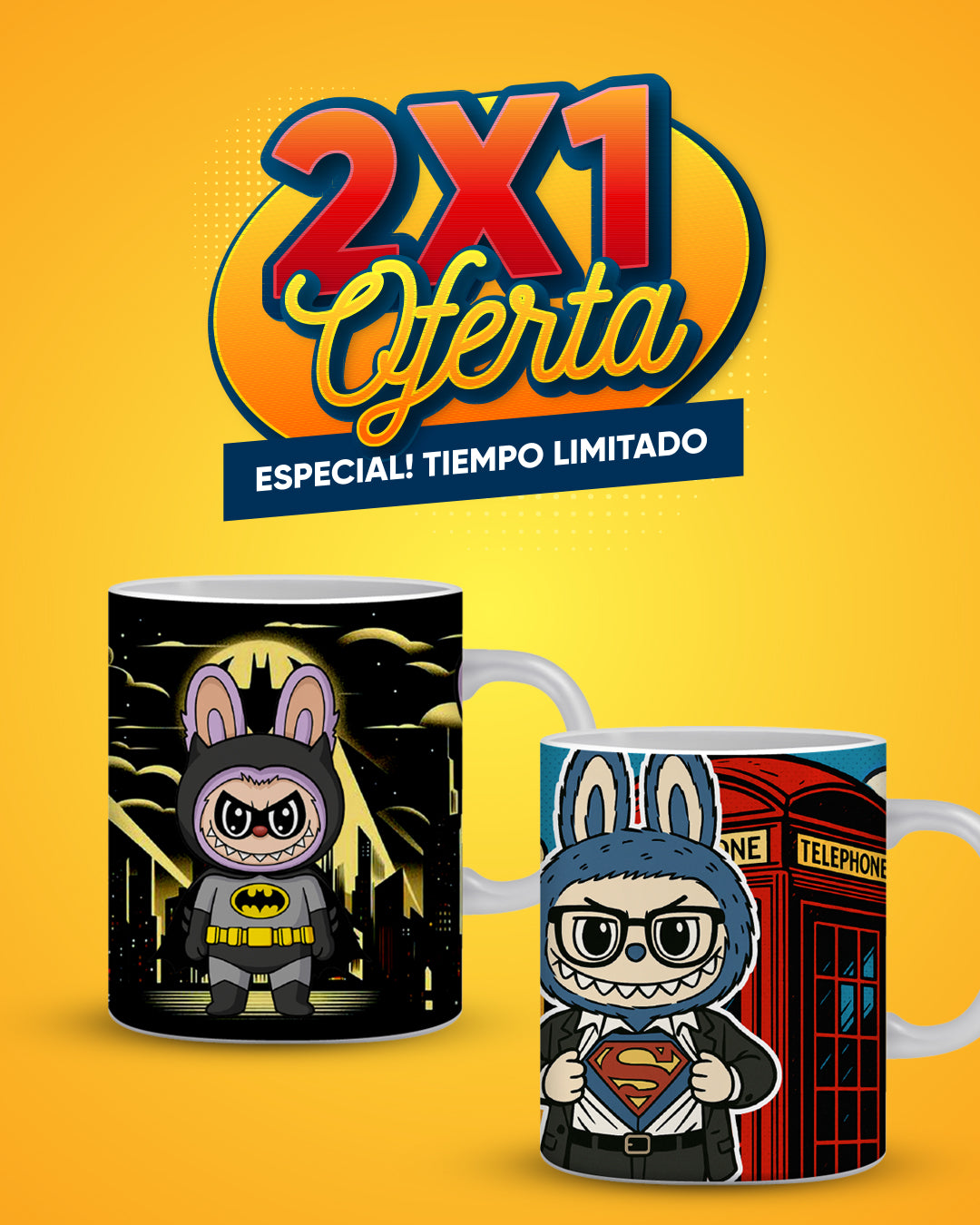 SuperHeroe 𝓛𝓪𝓫𝓾𝓫𝓾 - Edición Limitada  (Compra 1 y lleve otra taza gratis)