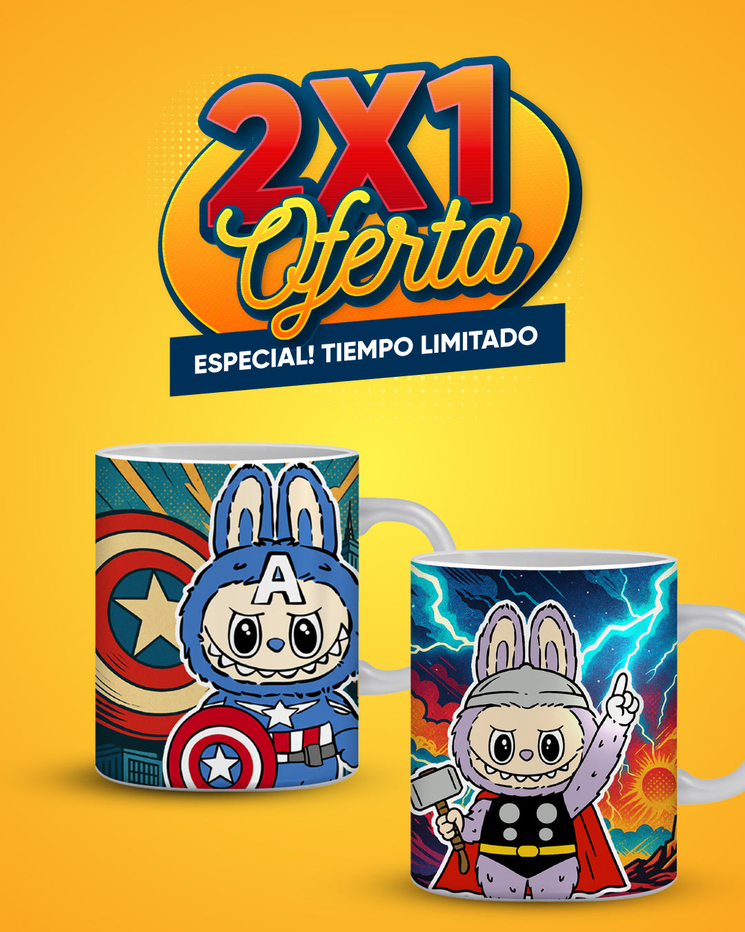 SuperHeroe 𝓛𝓪𝓫𝓾𝓫𝓾 - Edición Limitada  (Compra 1 y lleve otra taza gratis)