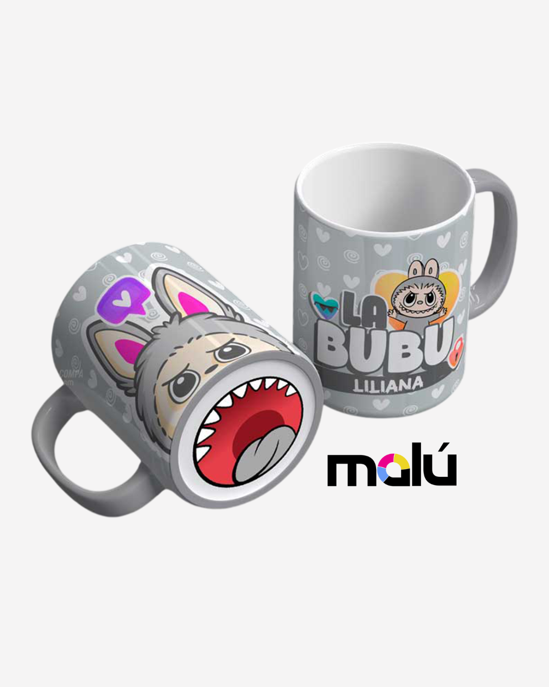 Taza 𝓛𝓪𝓫𝓾𝓫𝓾 Mordida Personalizable ( Compra 1 y lleve otra taza gratis)