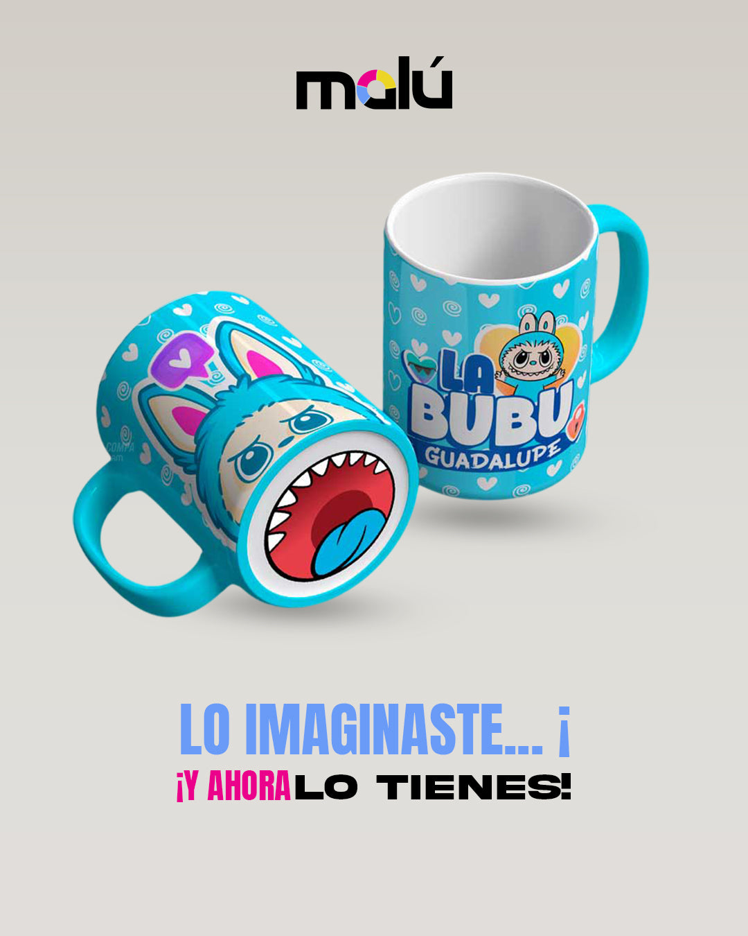 Taza 𝓛𝓪𝓫𝓾𝓫𝓾 Mordida Personalizable ( Compra 1 y lleve otra taza gratis)