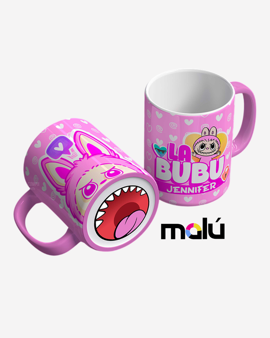 Taza 𝓛𝓪𝓫𝓾𝓫𝓾 Mordida Personalizable ( Compra 1 y lleve otra taza gratis)
