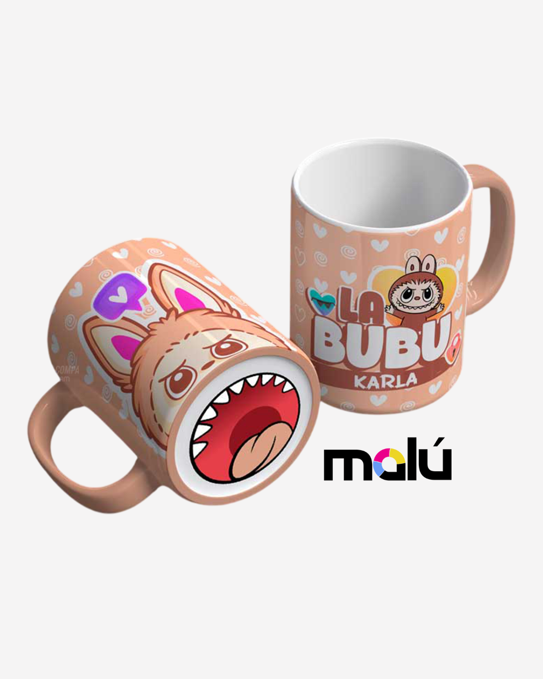 Taza 𝓛𝓪𝓫𝓾𝓫𝓾 Mordida Personalizable ( Compra 1 y lleve otra taza gratis)