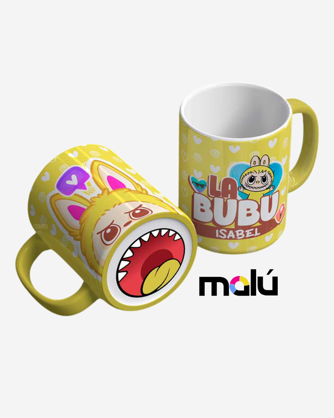 Taza 𝓛𝓪𝓫𝓾𝓫𝓾 Mordida Personalizable ( Compra 1 y lleve otra taza gratis)