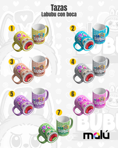 Taza 𝓛𝓪𝓫𝓾𝓫𝓾 Mordida Personalizable ( Compra 1 y lleve otra taza gratis)